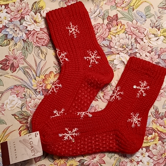 Legacy Legwear Red Slipper Socks, OS #0188 - Picture 1 of 8